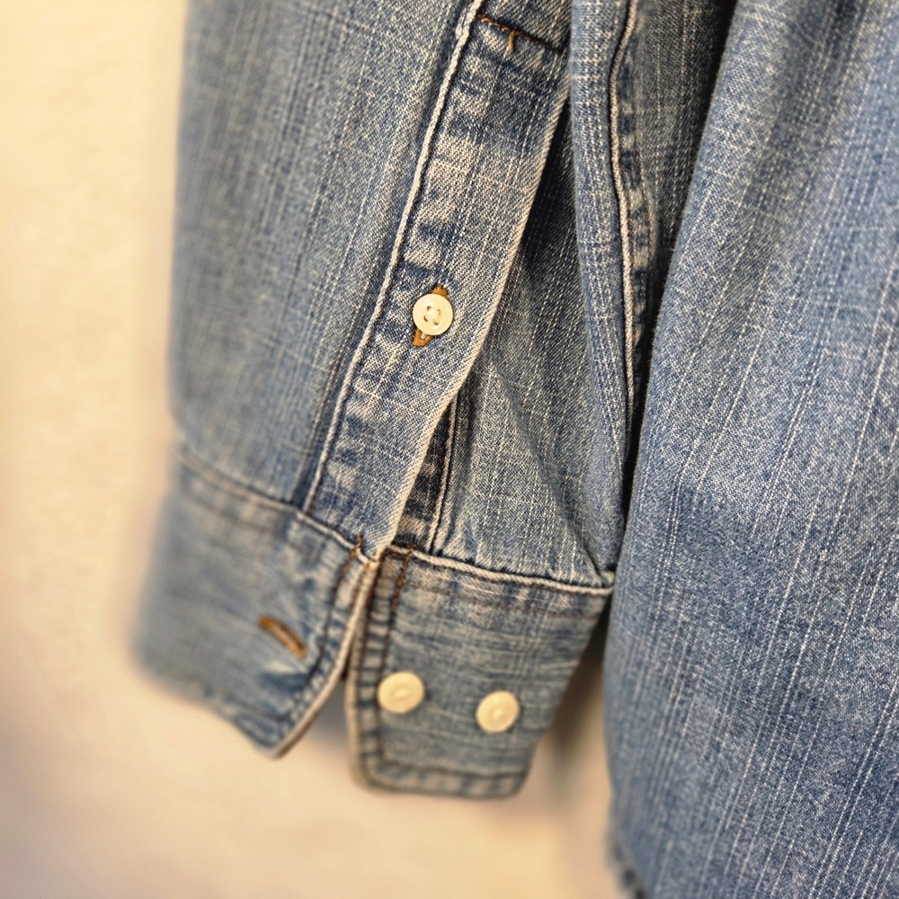 Vintage 90's Denim Shirt Womens Medium Blue Rhinestone Rooster Farmcore Western - Picture 5 of 9